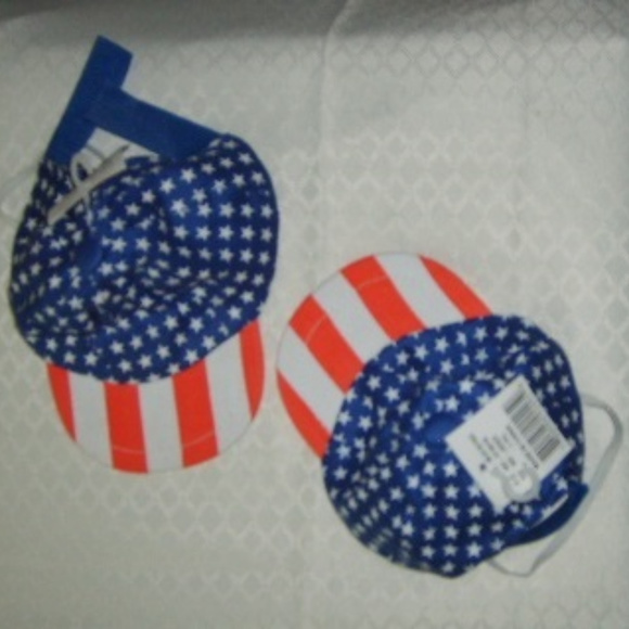 unknown Other - Cute Dog Hats Lot of 2 Patriotic Red/White/Blue